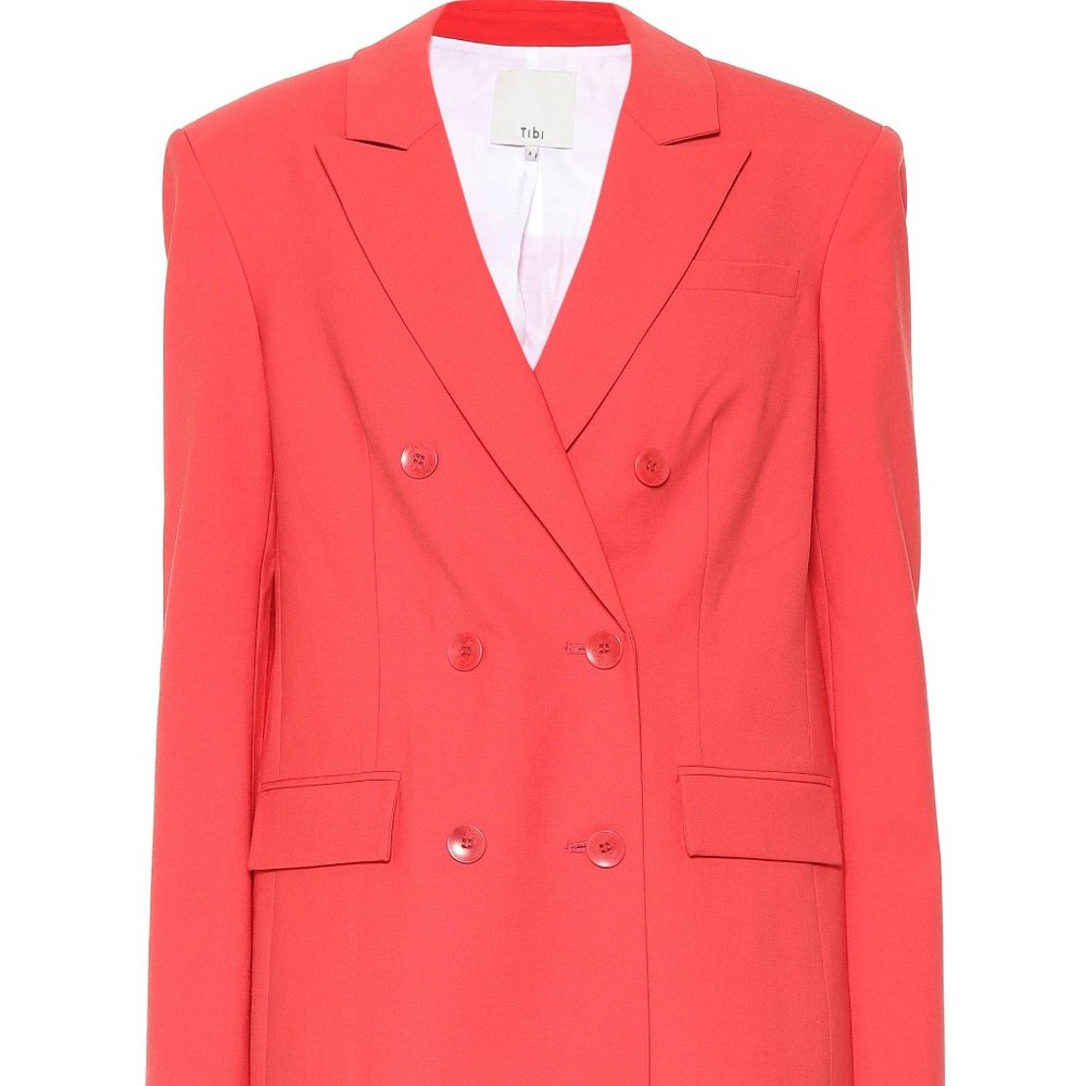 TIBI Steward wool-blend blazer jacket size 10 red